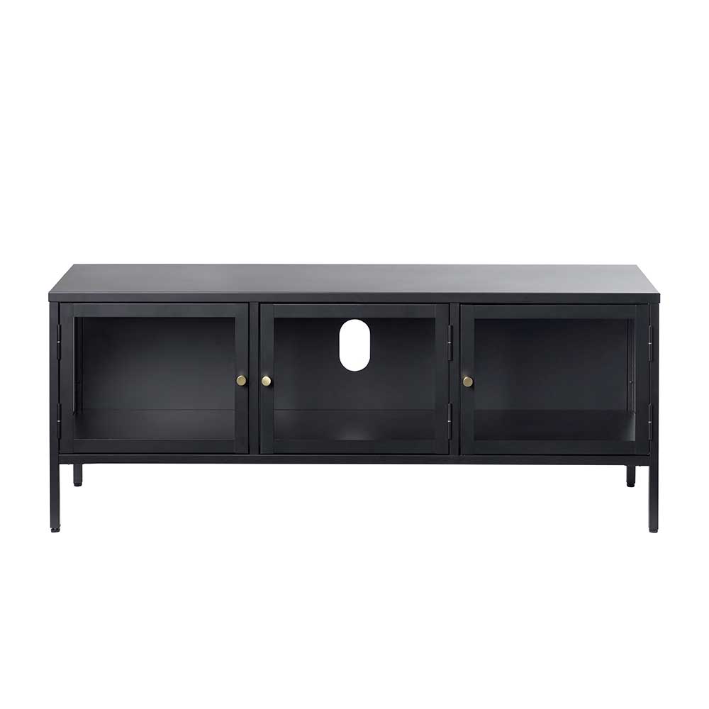 Metall Lowboard Vitrine in Schwarz - Feliz