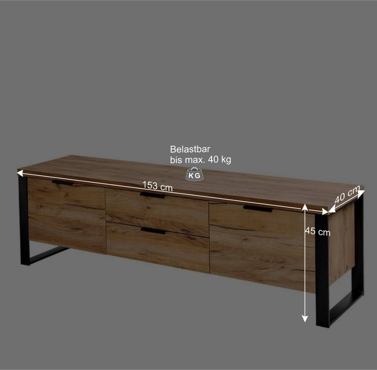Stylisches TV Board mit 153 cm Breite - Ilvensa