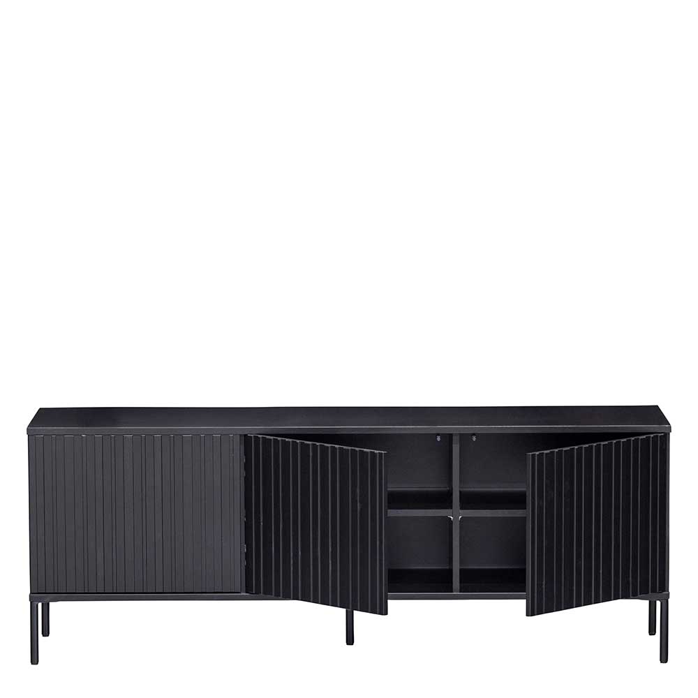 3-türiges Sideboard in Schwarz - 150x56x44 cm - Gelvins