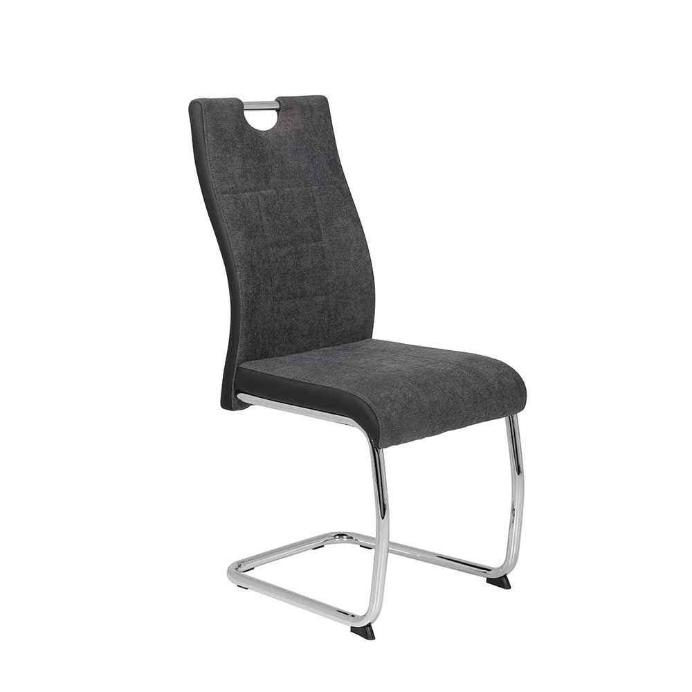Grauer Schwingstuhl mit Material Mix - Parvello (Set)
