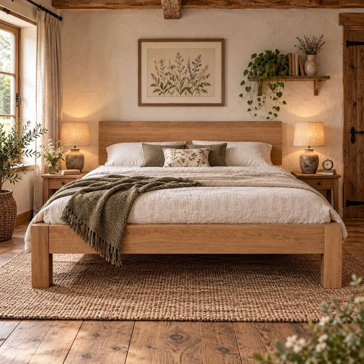 Wildeiche Doppelbett Amando in Honigfarben geölt