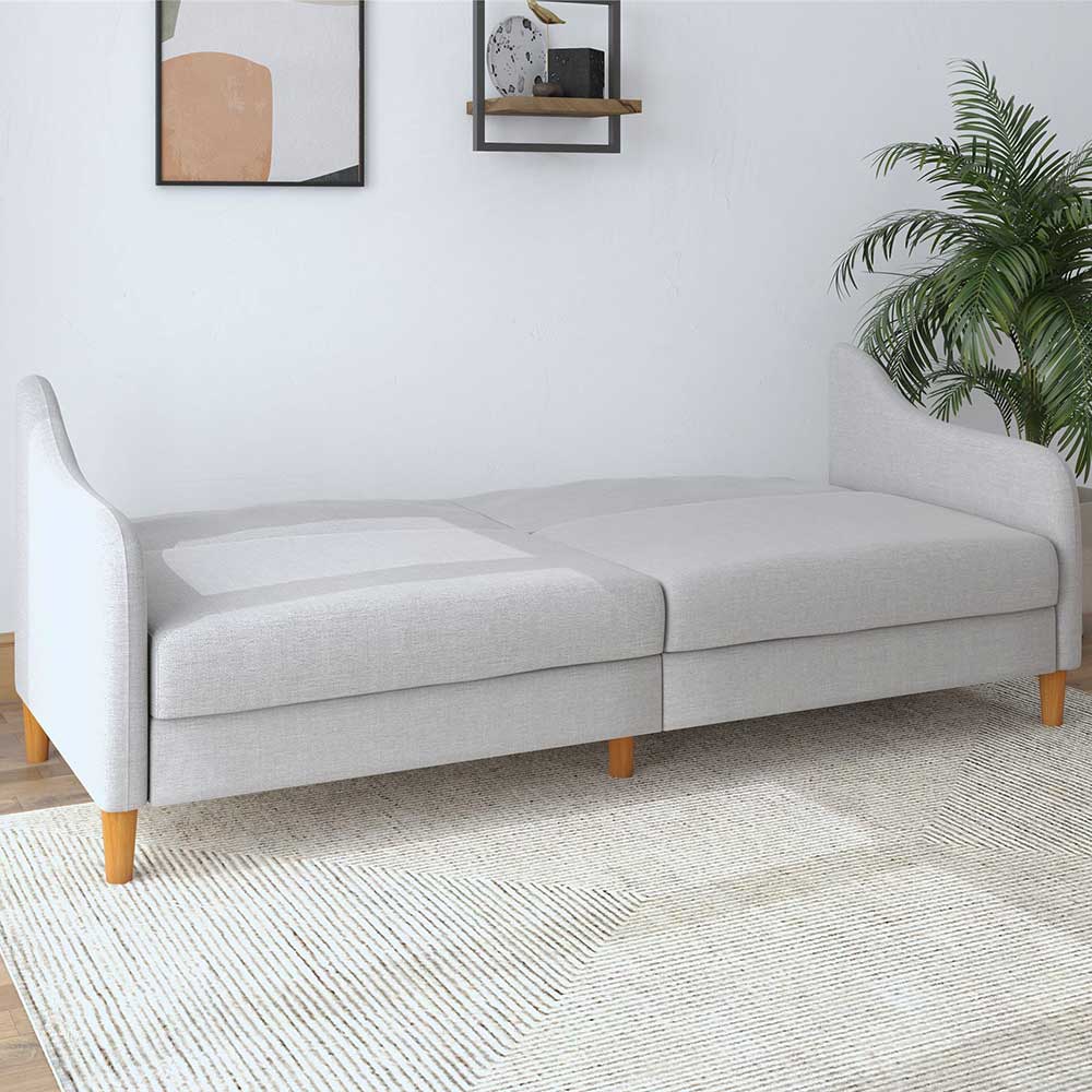 Hellgraue Schlafcouch mit Stoffbezug - Roosenia