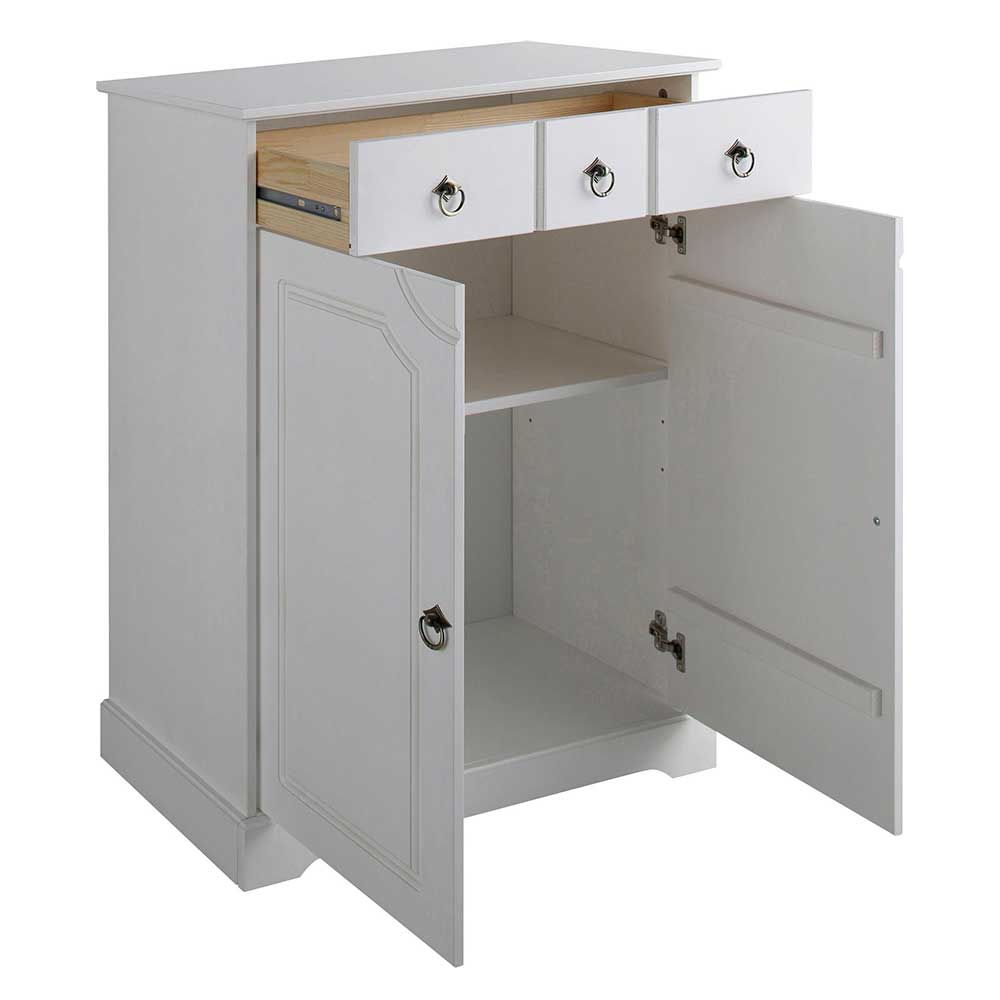 81x93x37 Landhaus Vertiko in Weiß gewachst - Vesrav