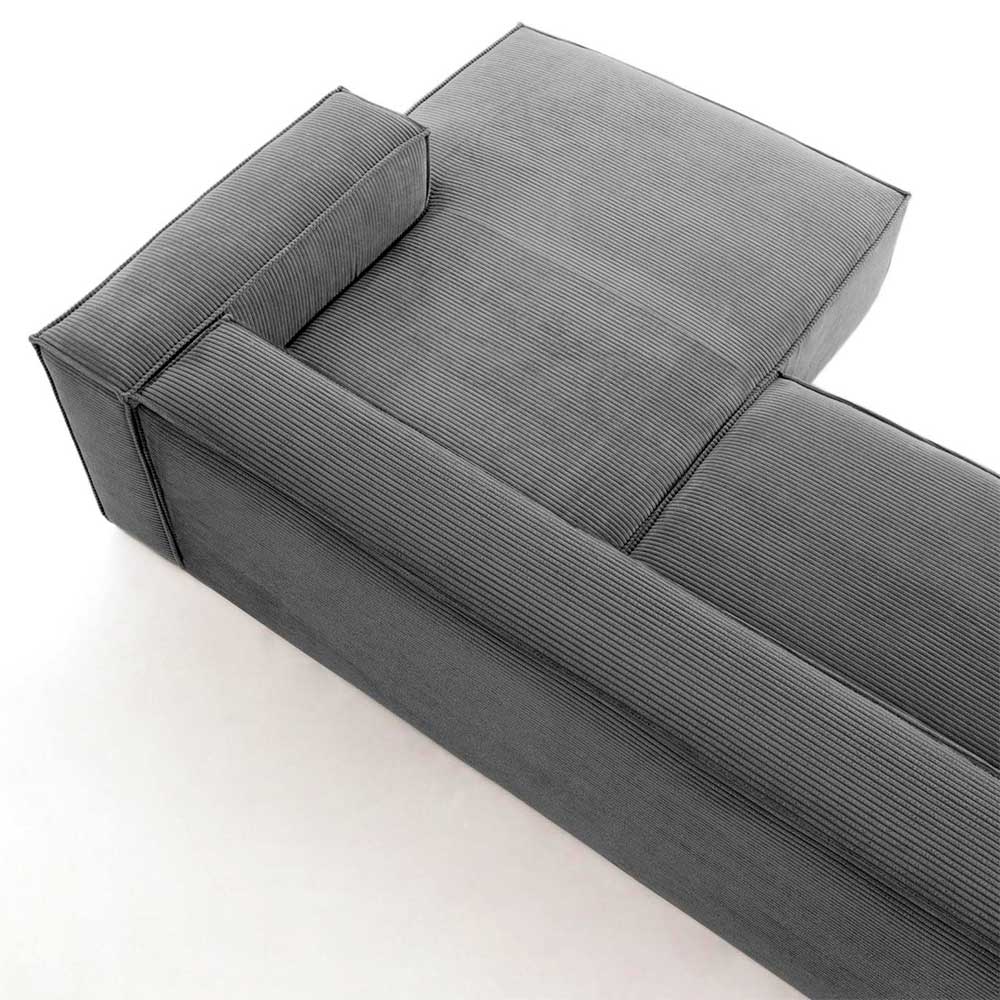 Modernes Breitcord Ecksofa in Grau - Hanyas