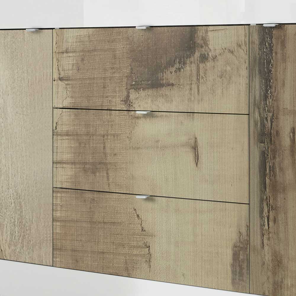 Sideboard in verwitterter Holzoptik & Weiß - Olvenion