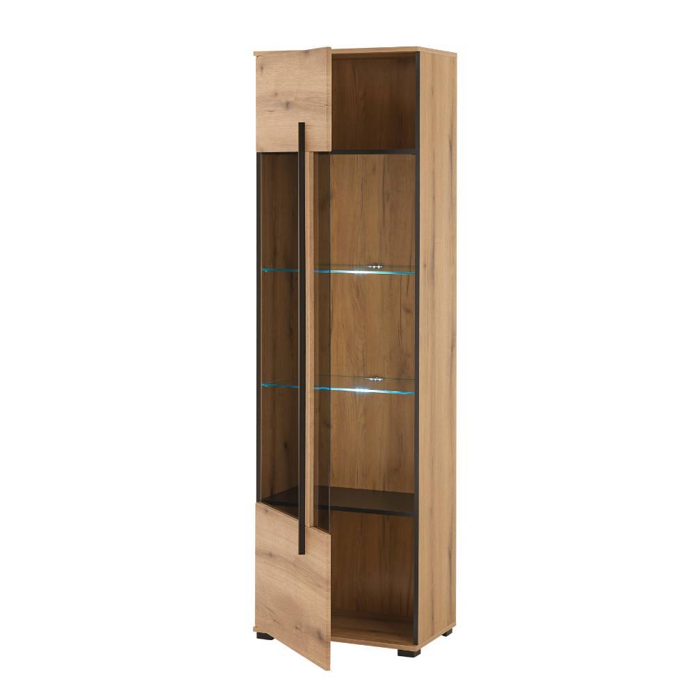 Design Vitrine in Holzoptik Eiche Natur - Brocus