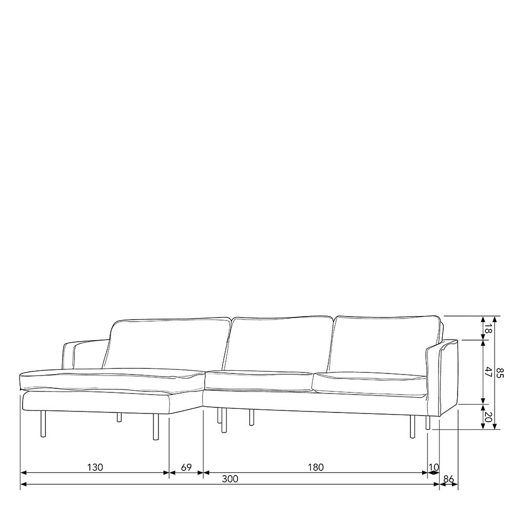 L Sofa in Khaki und Schwarz - Retro Style - Afeiro