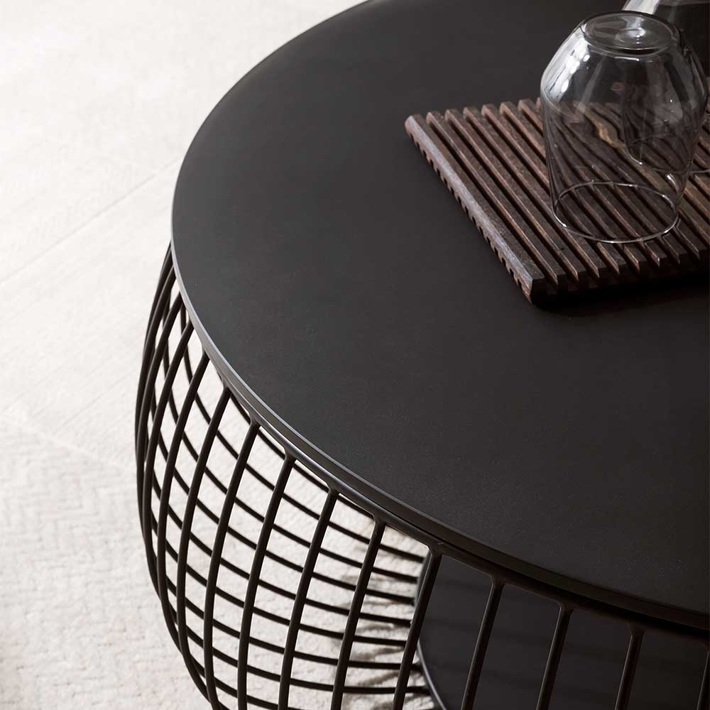 Schwarzer Couchtisch mit lackierter Glasplatte - Snytato
