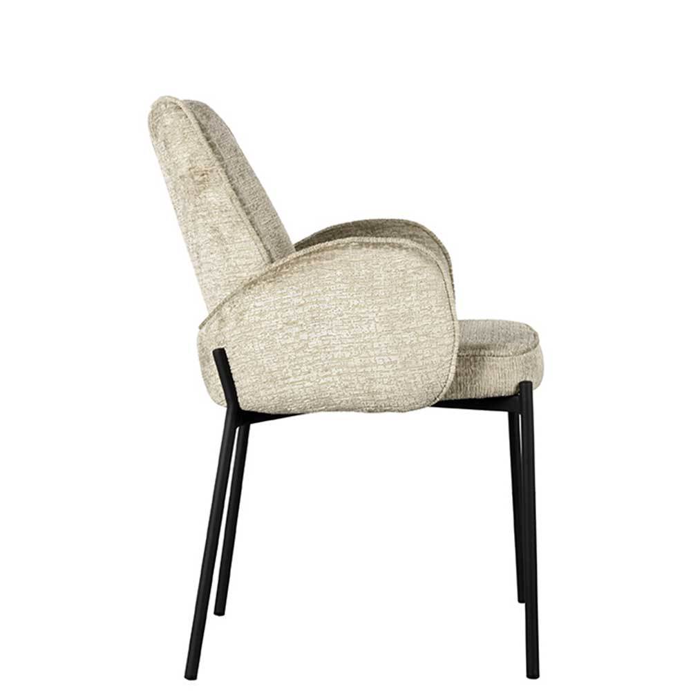 Struktursamt Polsterstuhl in Beige - Celona (2er Set)