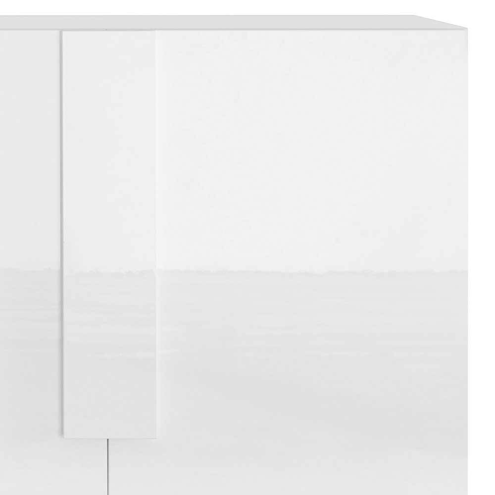 Hochglänzende weiße Türfront des Sideboards mit vertikaler Designlinie – Kerym