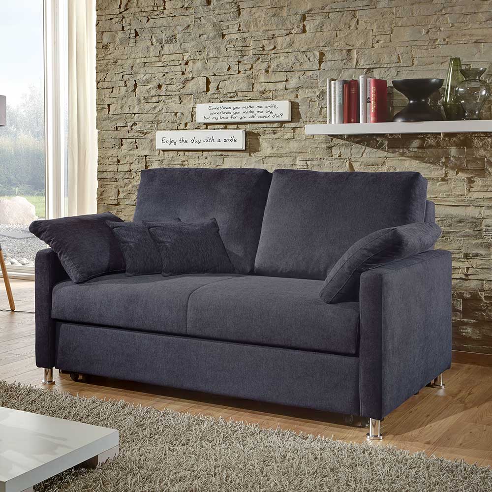 Couch mit Bettfunktion in Dunkelblau - Casbella