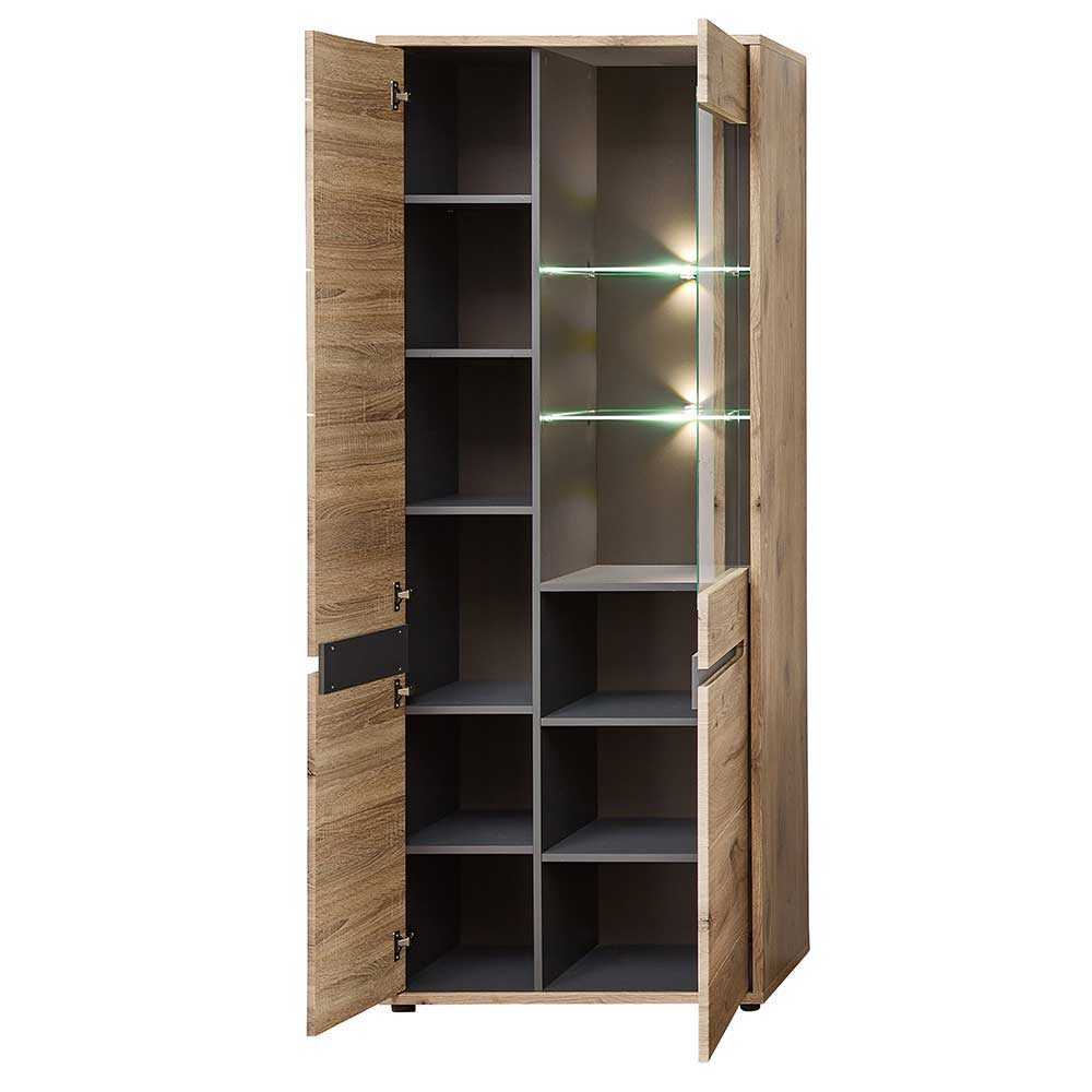 Holzoptik TV Anbauwand Set - Zelio (dreiteilig)
