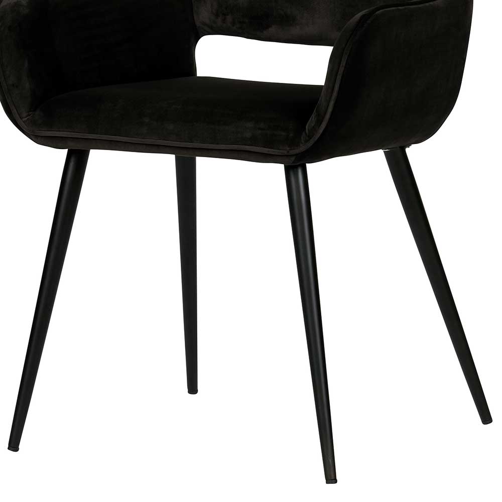 Edler Samt Designstuhl in Schwarz - Elvator (2er Set)