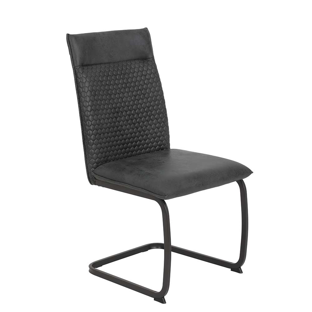 Design Freischwinger Stuhl Set in Anthrazit für das Esszimmer mit strukturierter Lehne – Endra