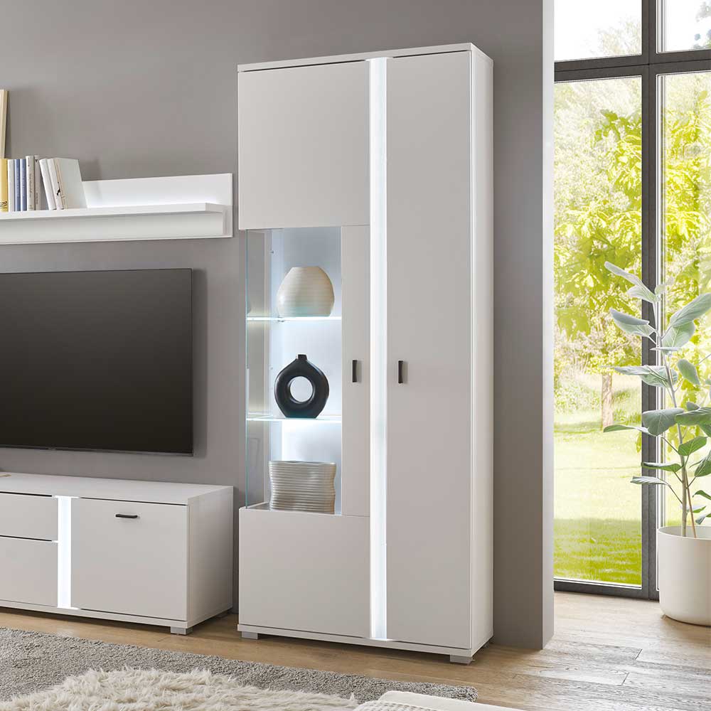 Weißer Vitrinenschrank mit LED Beleuchtung - Tirol