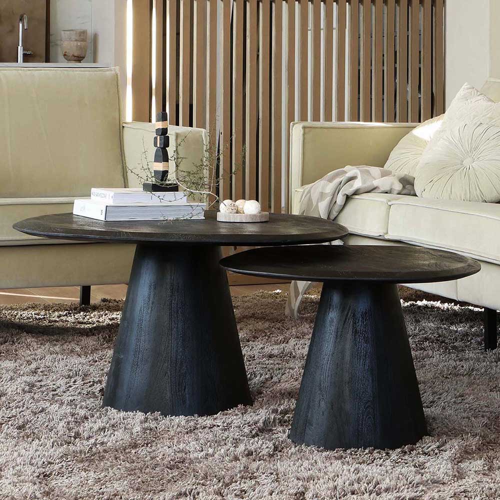 Design Couchtisch in Schwarz Massivholz - Standing
