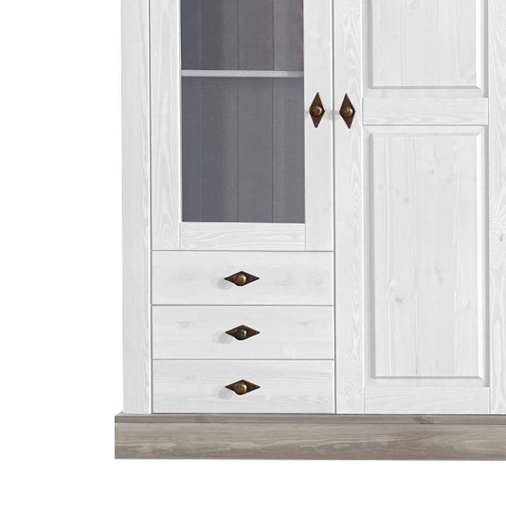 Vitrinenschrank Mirandesca in Weiß mit Grau