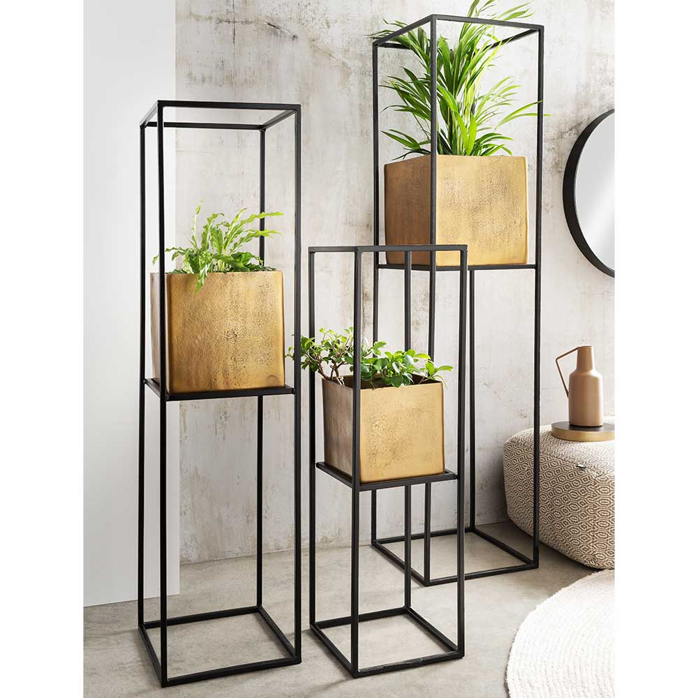 Pflanzensäule in Altgold & Schwarz - Hilde