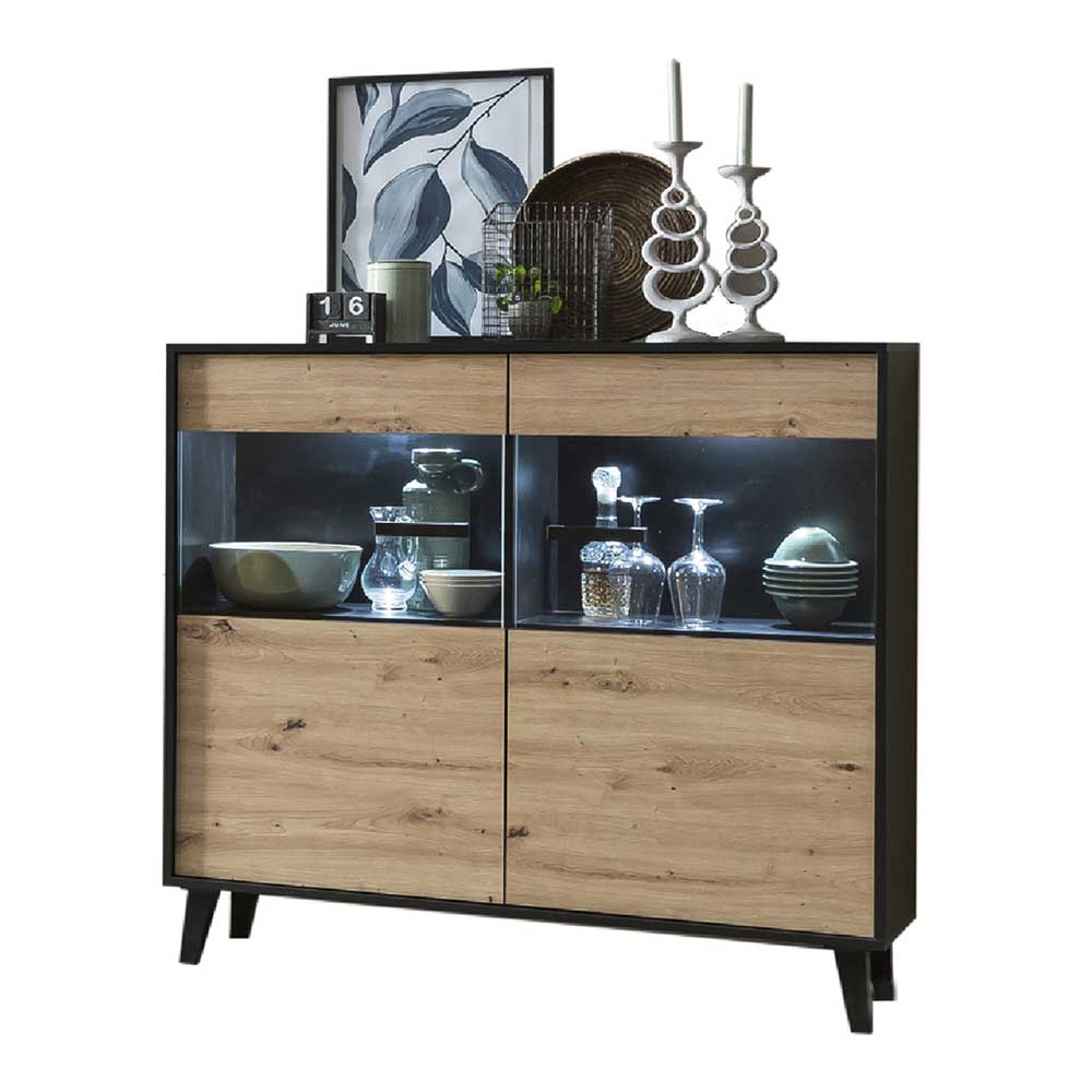 126x118x40 Wohnzimmerschrank mit Glaseinsatz - Paniera