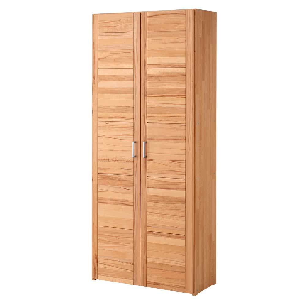 Aktenordnerschrank aus heller Buche und Kernbuche, hoher Schrank mit zwei Türen – Naxos