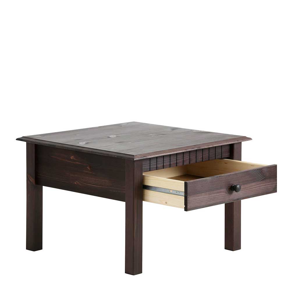 Brauner Couchtisch Landhaus in Quadratisch 60x60 - Epolion