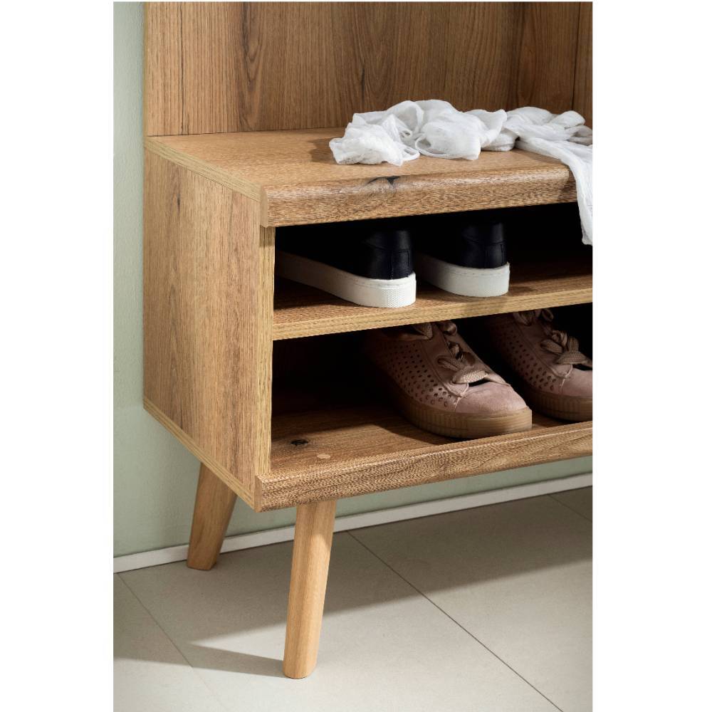 Kompakt-Garderobe in Eiche Optik und Graugrün - Oliva