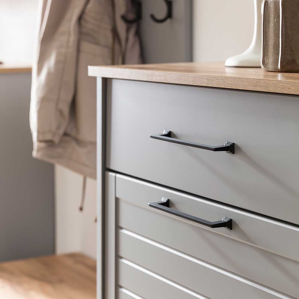 Schuhschrank in Platingrau und Eiche - Benja