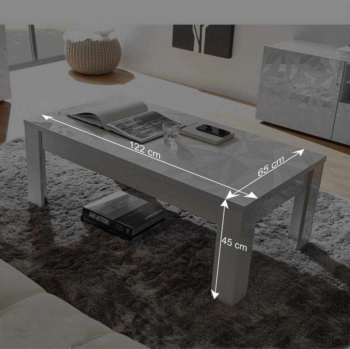 Design-Couchtisch in Weiß hochglänzend - Vovasoma