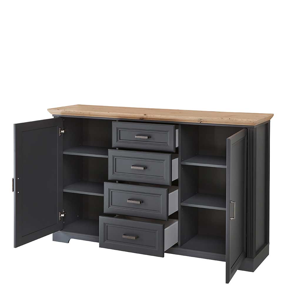 Sideboard in Dunkelgrau und Eiche - Joe