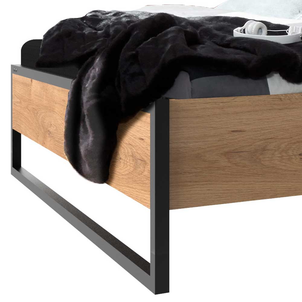 Doppelbett mit Kopfteil in Kissenoptik - Bram