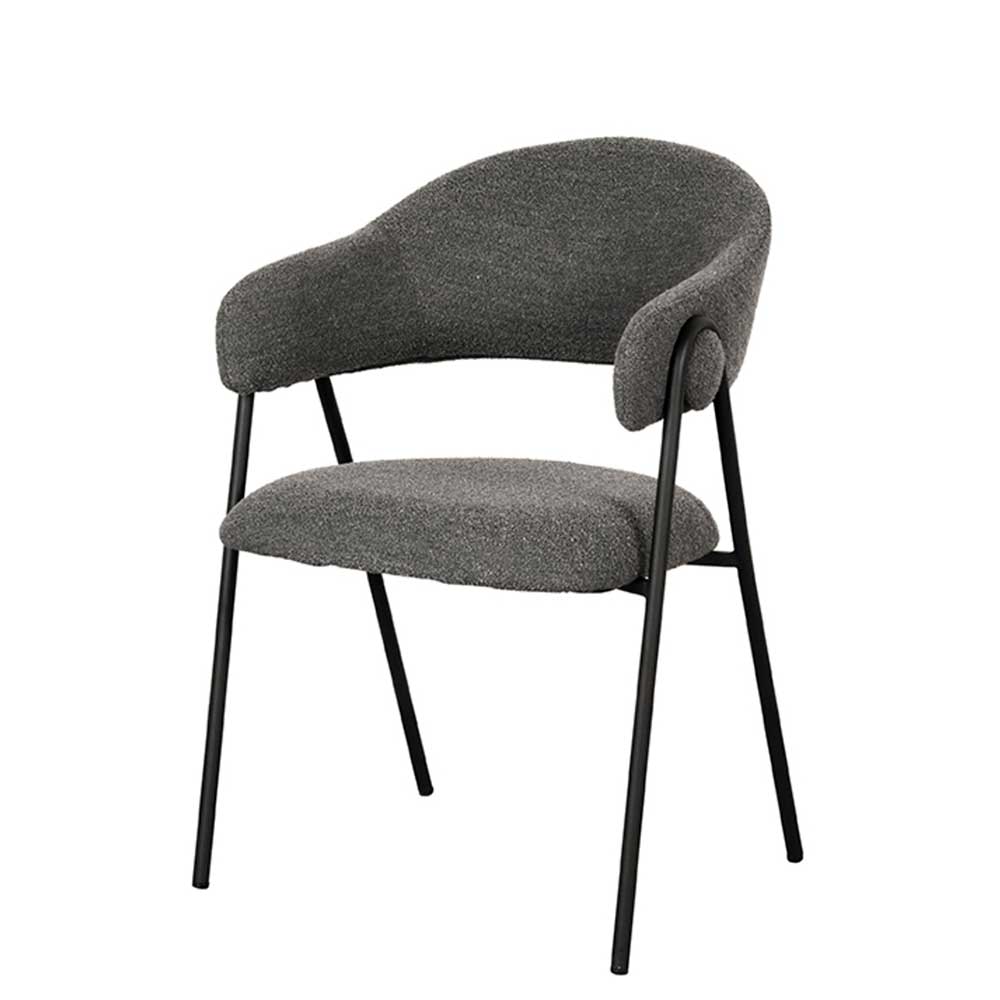 Stühle aus Boucle Stoff in Grau - Dundrum (2er Set)