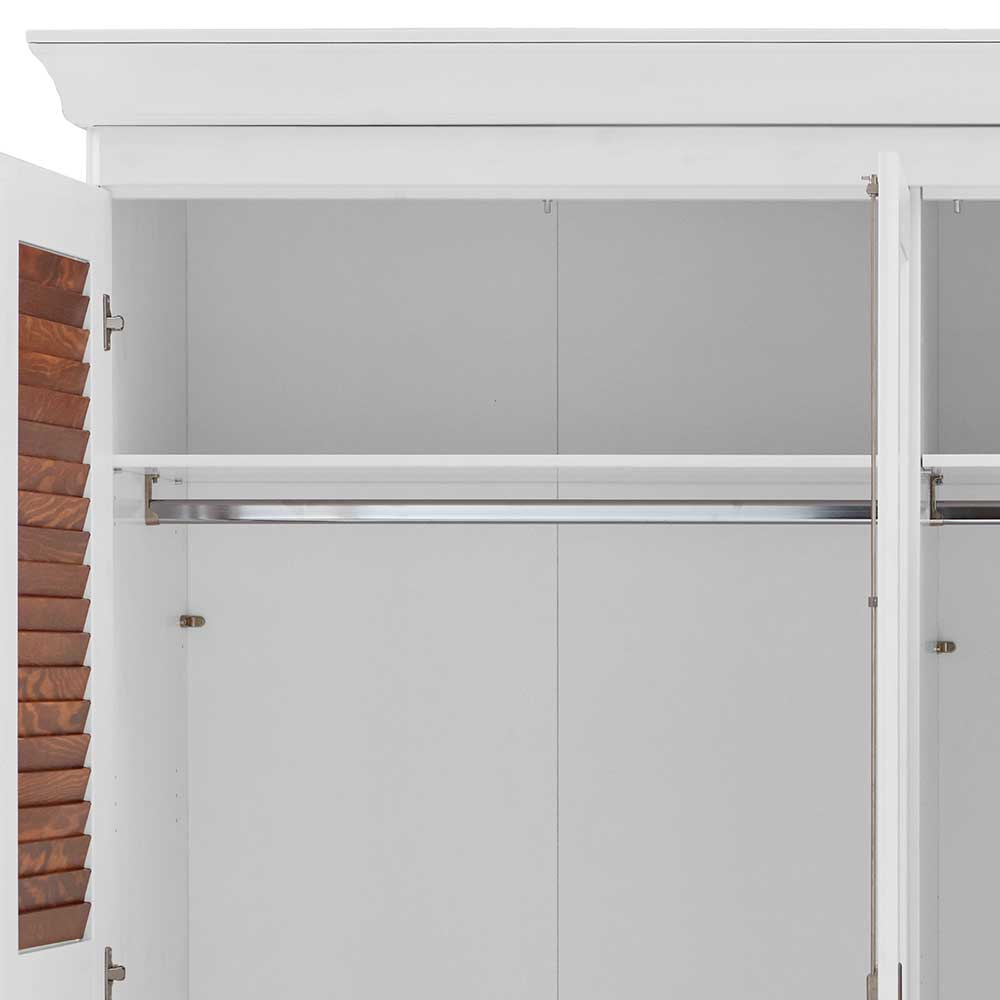 Country Kleiderschrank in Weiß mit Bernstein - Chako