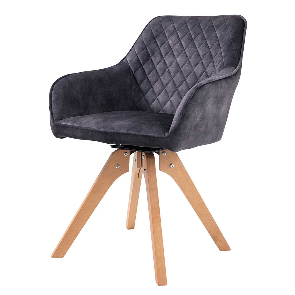 Esstisch Sessel in Schwarz Vintage Samt - Coolia