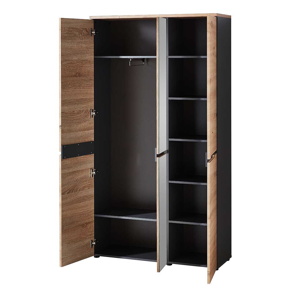 105x192x38 cm Dielen Kleiderschrank mit Spiegel - Kuetra