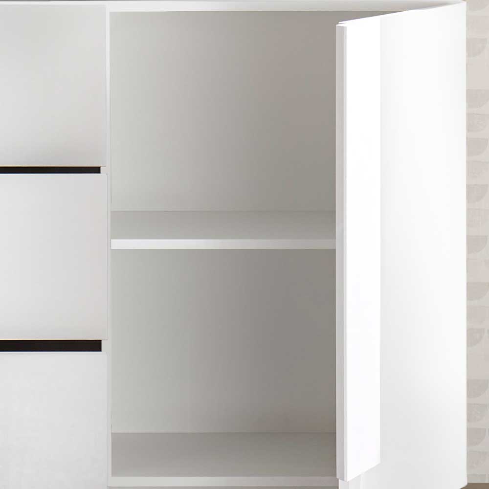 Weißes Hochglanz Sideboard mit Tür - Kerym