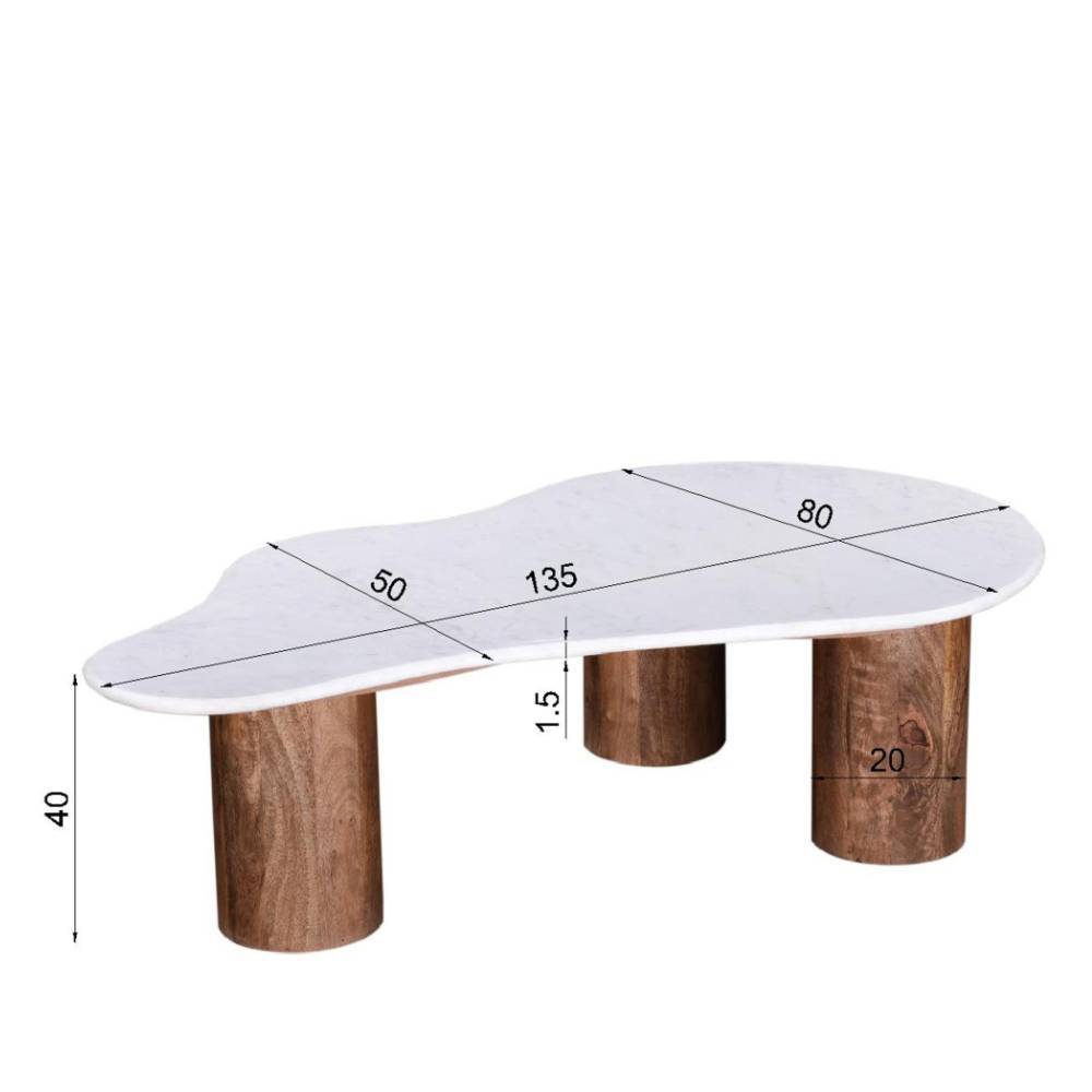 Design Wohnzimmertisch mit Marmorplatte - Tanky
