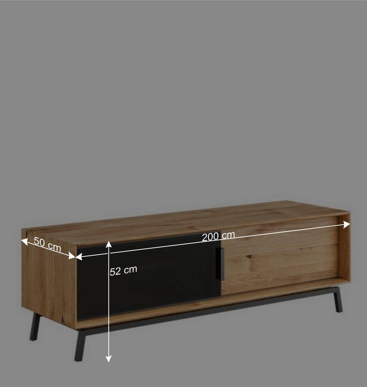 TV Board mit Schiebetüren aus getöntem Glas & Eiche - Fabiella