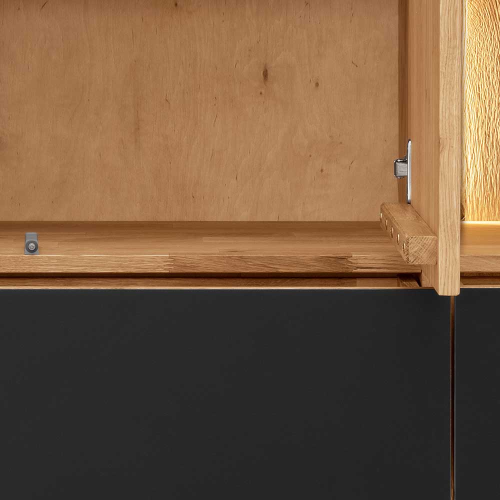 128x143x42 Wohnzimmer Highboard mit LED Licht - Viligrana