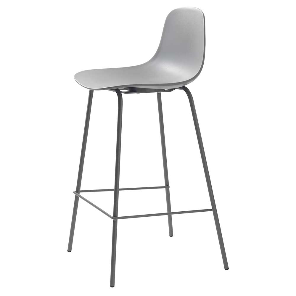 Barhocker mit Lehne in Grau - Marcala (2er Set)