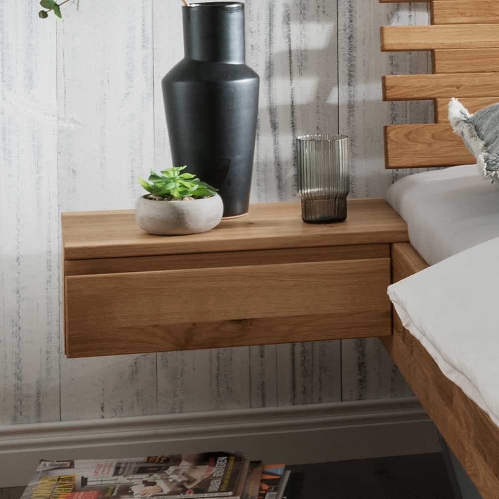 Doppelbett mit Hänge-Nachttischen - Esvilda (dreiteilig)