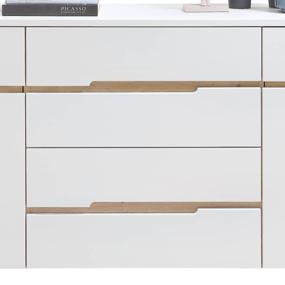 Sideboard in Weiß und Holzoptik Eiche - Anesto