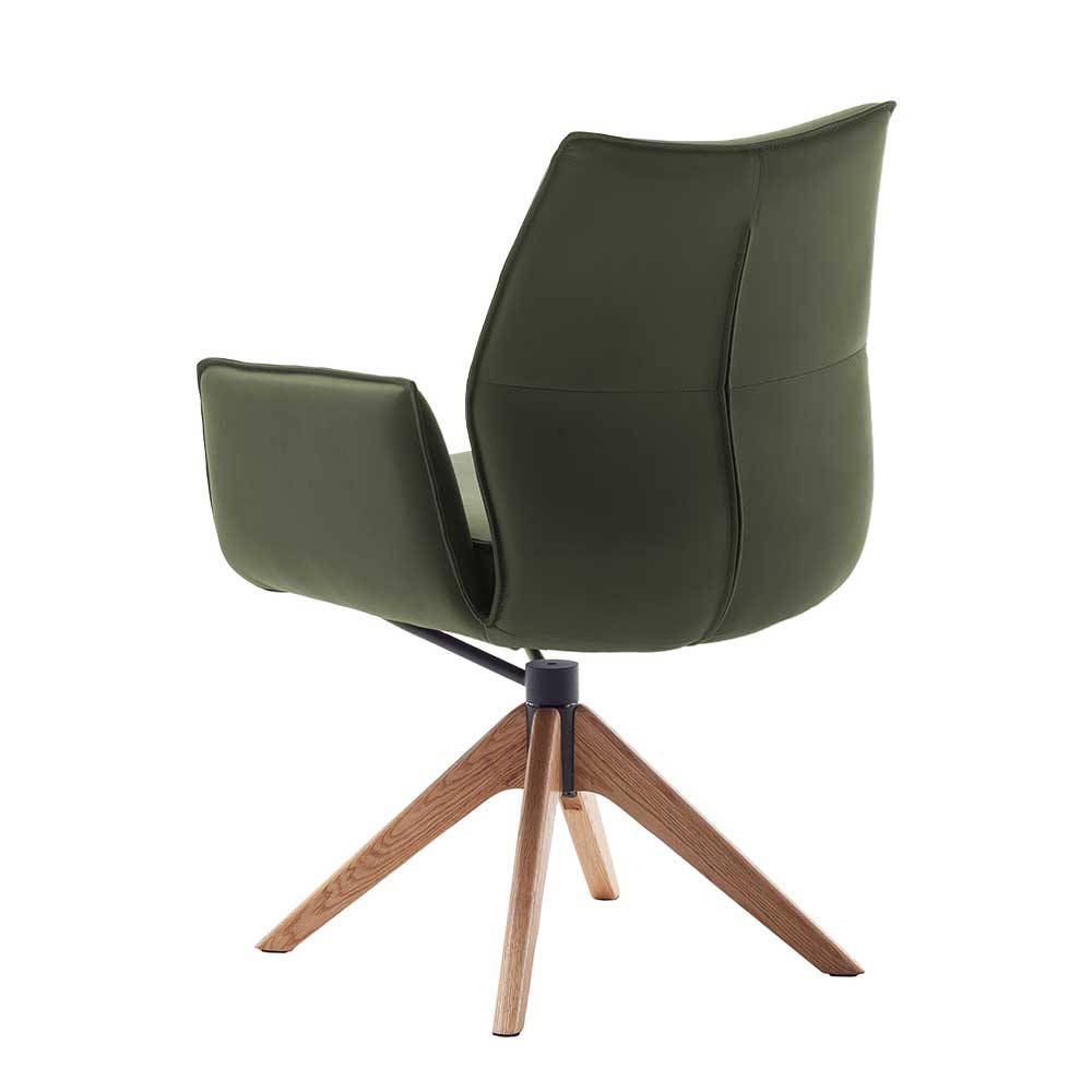 Leder-Armlehnenstühle in Oliv Grün - Fiamma (2er Set)