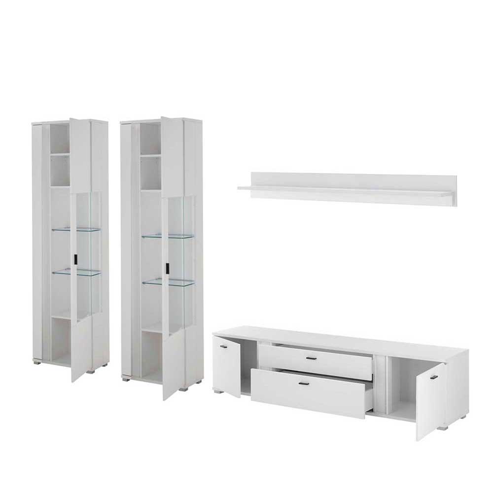 Wohnzimmer Schrank & Regal Set in Weiß - Tirol (vierteilig)