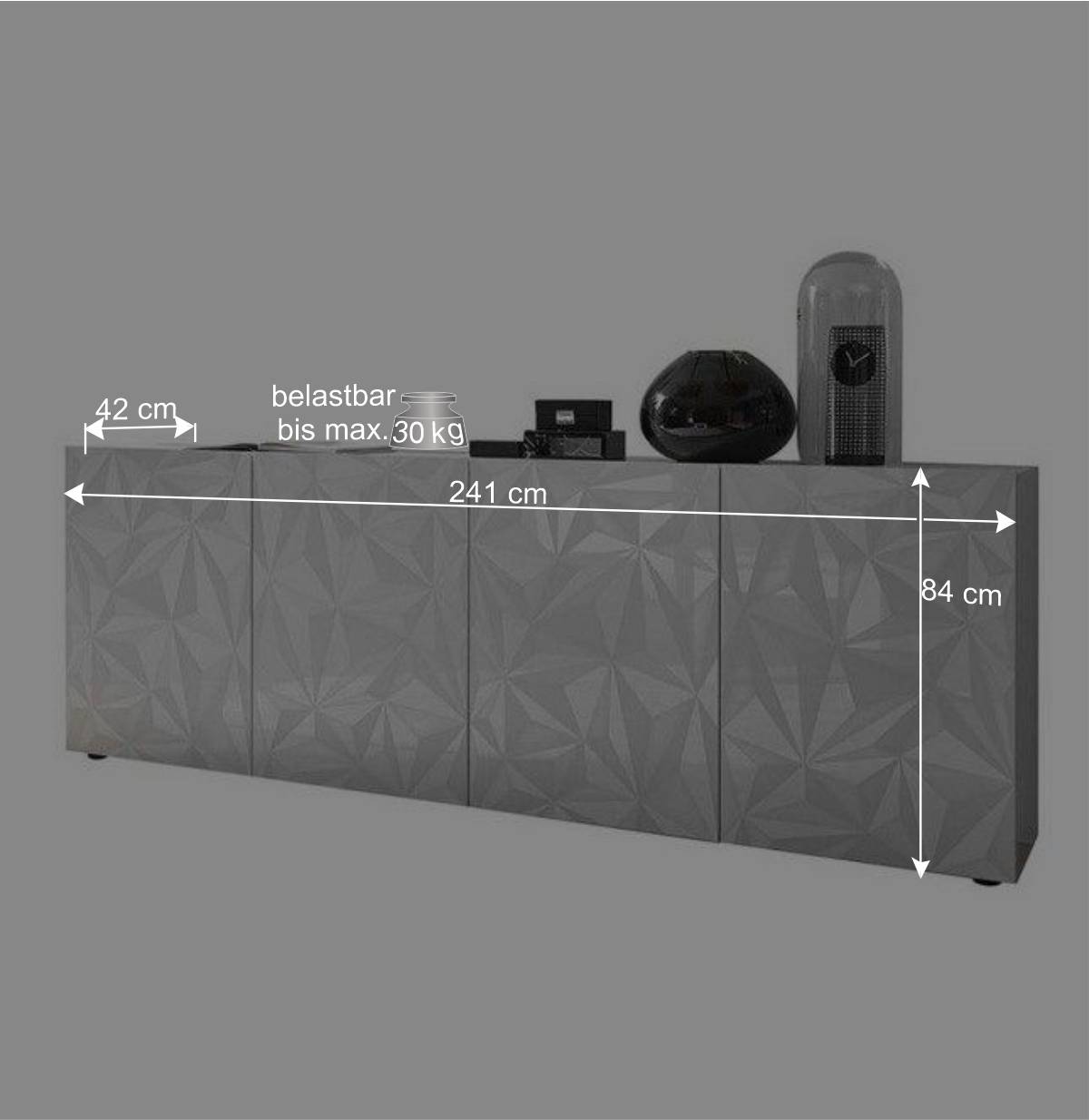 Sideboard mit Türen in Weiß hochglänzend - Vovasoma