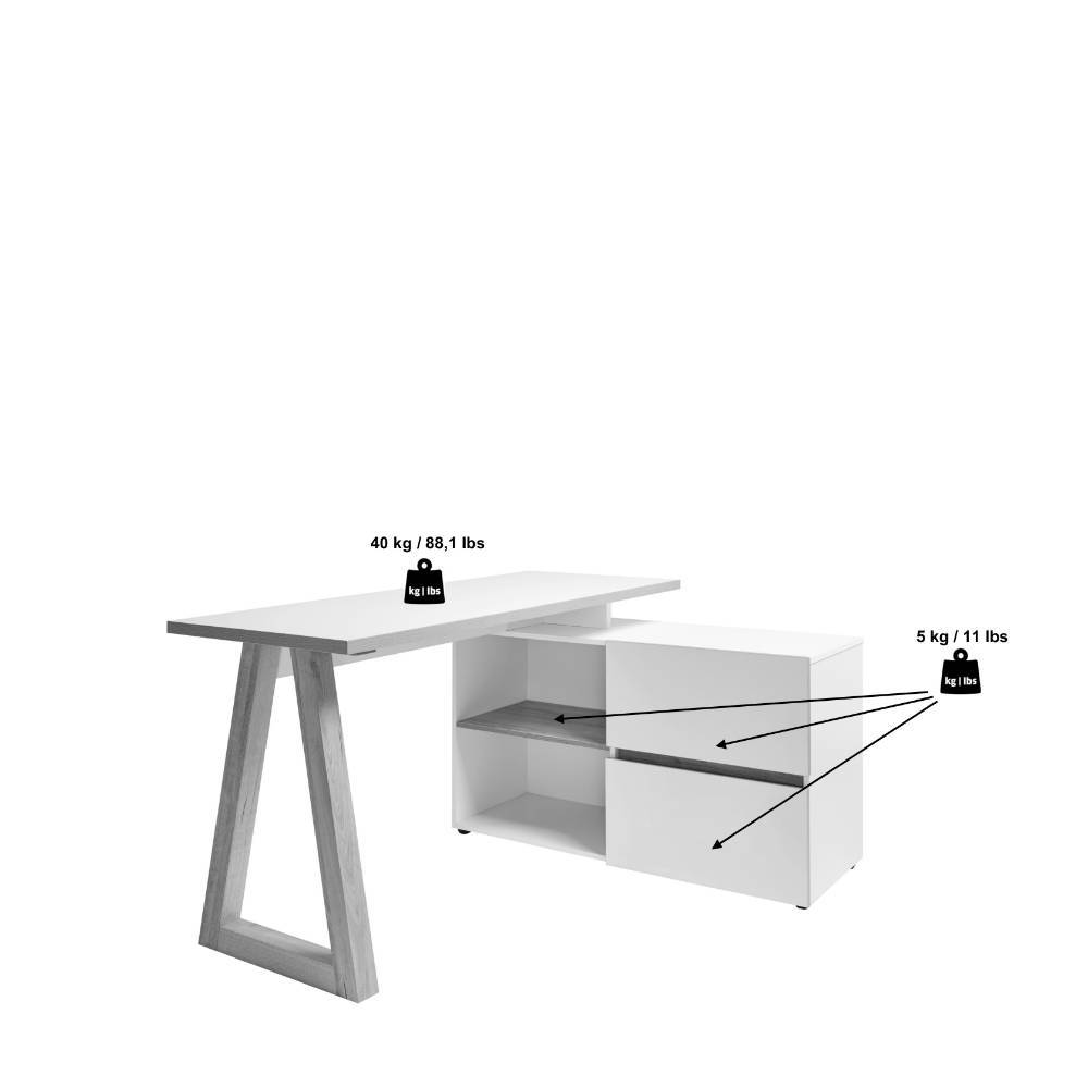 Industrial Chic Schreibtisch mit Anbauregal - Melica