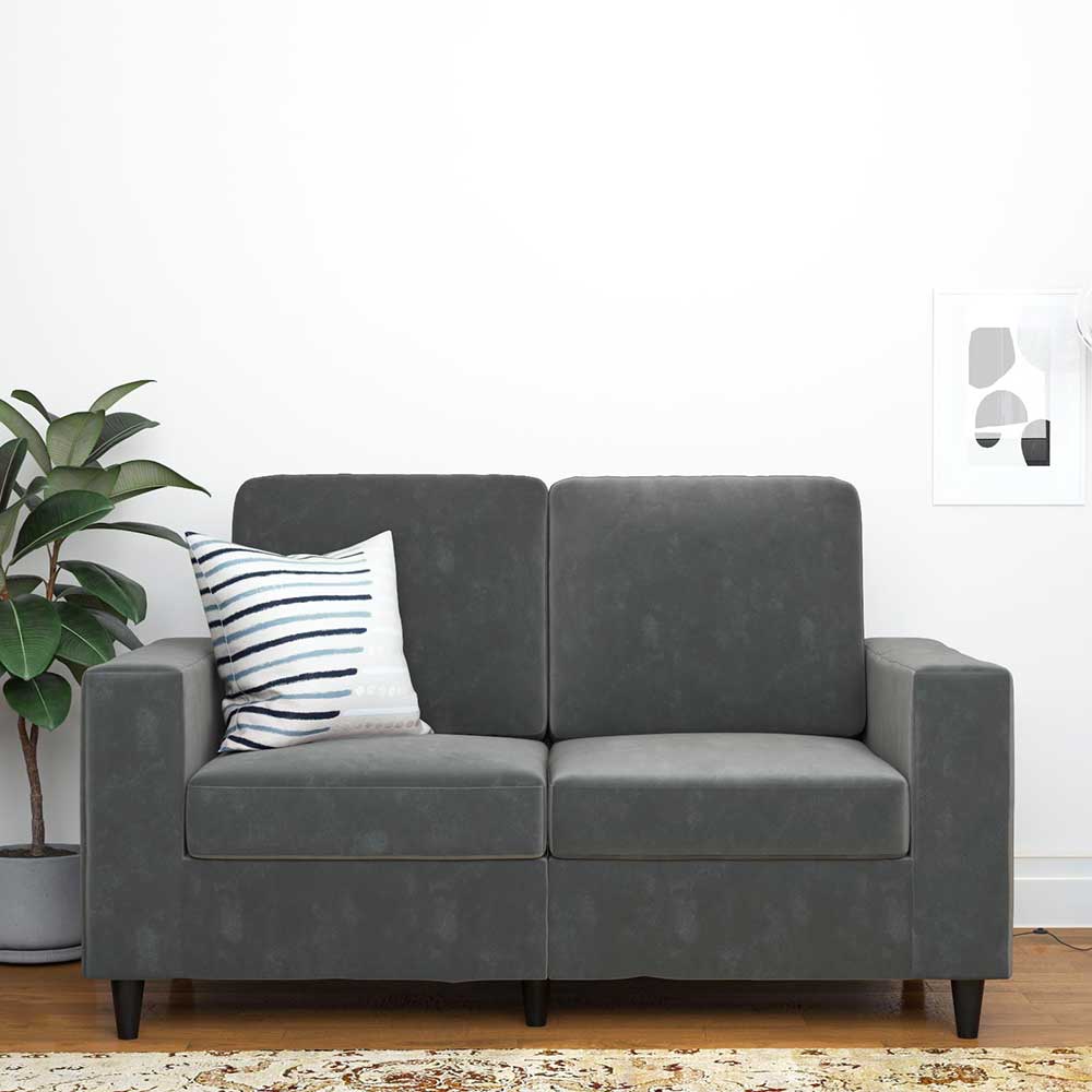 Retrocouch aus Samt in Grau - Luryma