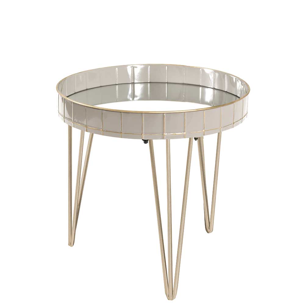 51cm runder Beistelltisch mit Spiegelglas - Safira