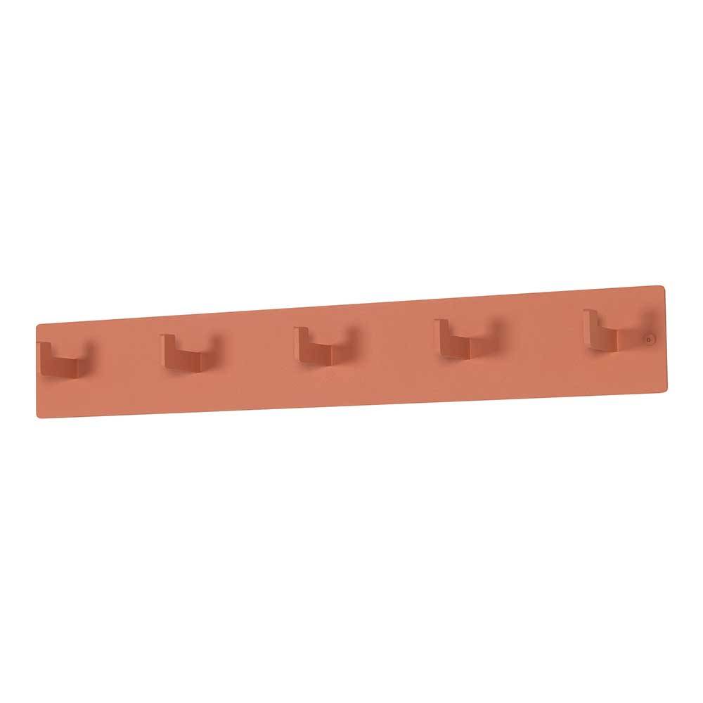 Terracotta Wandgarderobe aus Stahl mit fünf ausgeklappten Haken – Ranini