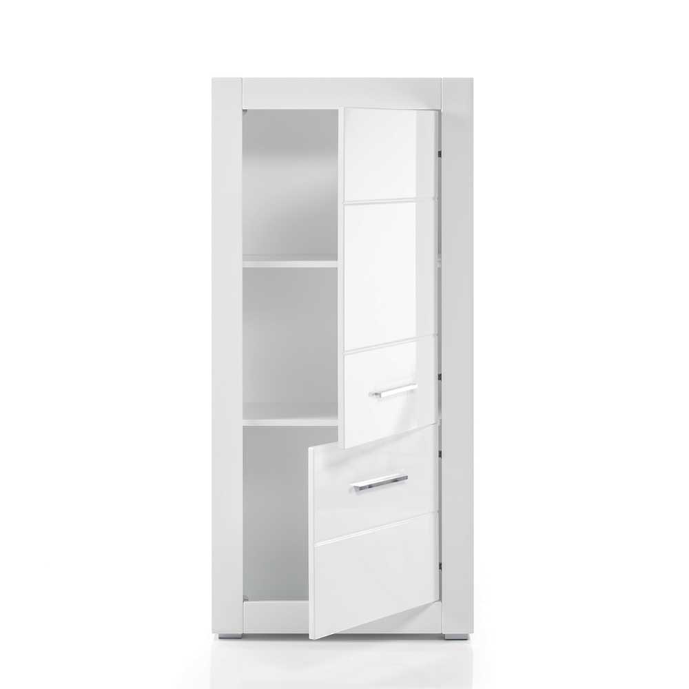 Moderne Wohnkombination in Hochglanz Weiß Yulis 315cm breit (vierteilig)