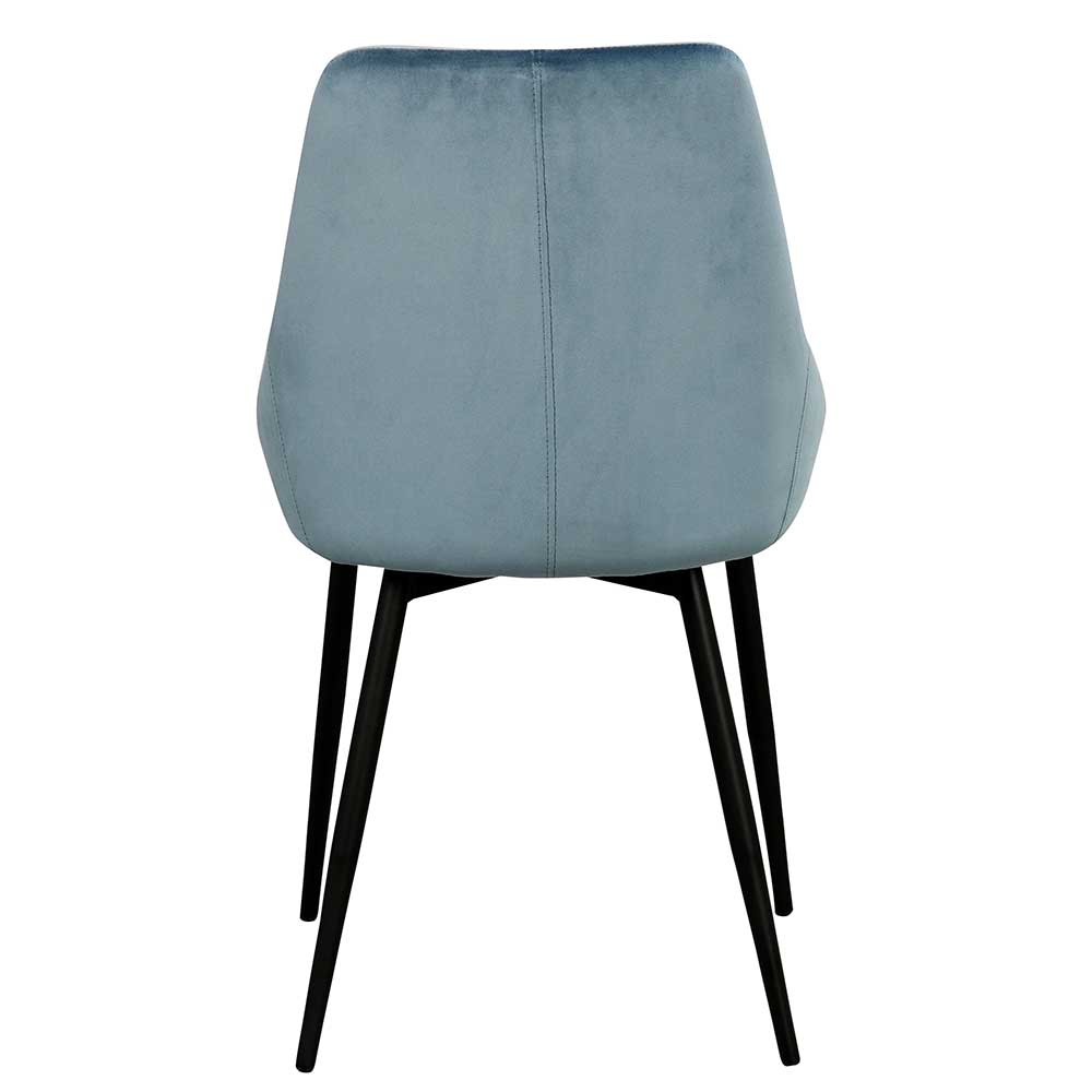 Moderner blauer Samt Stuhl von hinten, schlanke Linienf Rhrung und stabiles Gestell (2er Set) Elisa